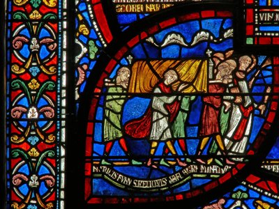 Dettaglio dalla Finestra dei Miracoli raffigurante la storia di Jordan Fitzeisulf da English School
