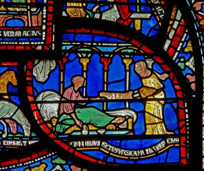 Dettaglio dalla Finestra dei Miracoli raffigurante la storia di Riccardo Sunieve da English School