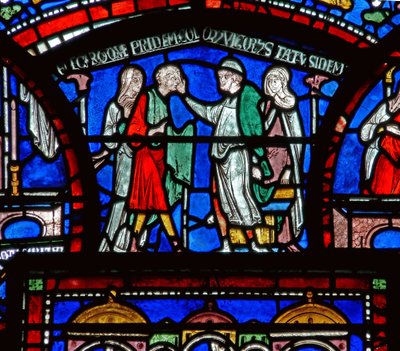 Dettaglio dalla Finestra dei Miracoli raffigurante la storia di Riccardo Sunieve da English School