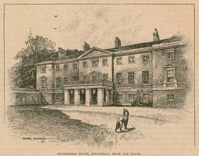 Devonshire House, Piccadilly, Londra, dalla strada da English School