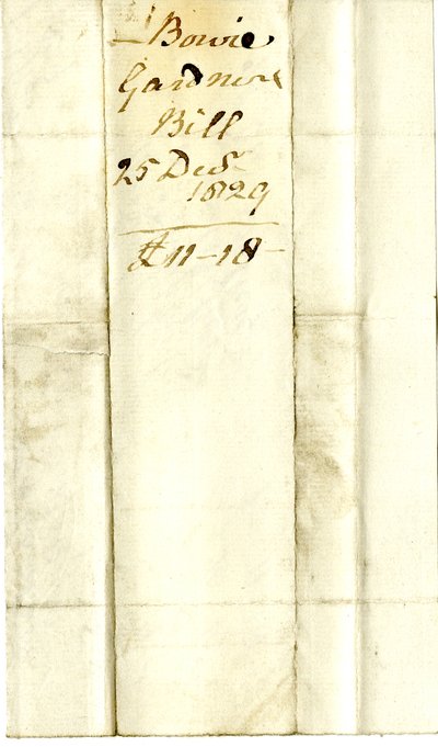 Devonshire MSS AS 3101, foglio da un fascio di conti saldati da Pinder Simpson per Lord George Cavendish, incluso il conto di Alexander Bowie da English School