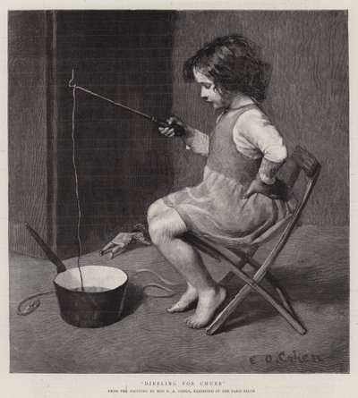 Pesca alla lenza per Chubb (incisione) da English School