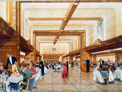 Cena e ballo a bordo della RMS Caronia, da un opuscolo promozionale, 1947 da English School