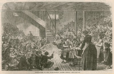 Ora di cena alla Clare Market ragged School, Natale 1869 da English School