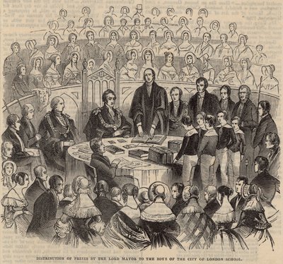 Distribuzione dei premi dal Lord Mayor ai ragazzi della City of London School da English School