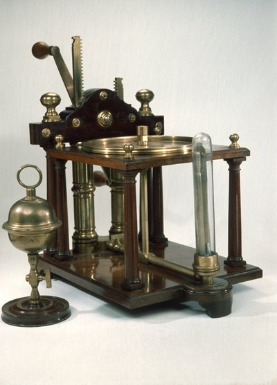 Pompa ad aria a doppio barile con emisferi di Magdeburgo, c.1800 da English School