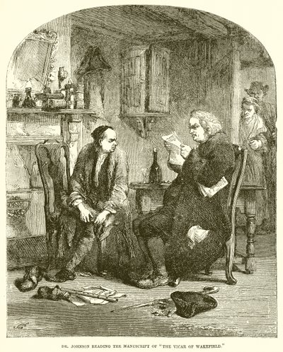 Dr. Johnson che legge il Manoscritto di Il Vicario di Wakefield da English School