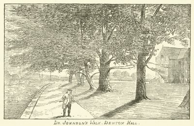 La passeggiata del dottor Johnson, Denton Hall (incisione) da English School