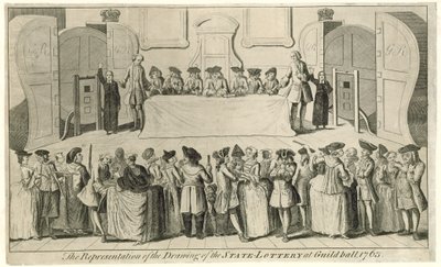 Disegno della Lotteria di Stato alla Guildhall nel 1763 da English School