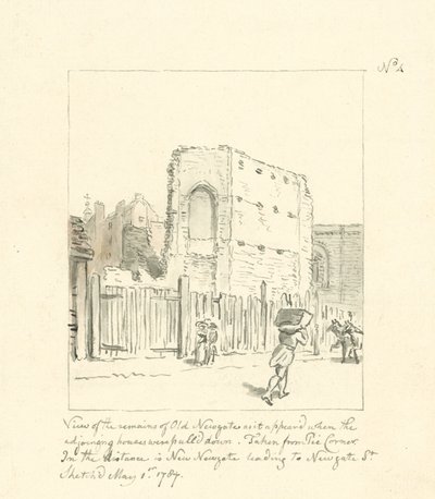 Disegno dei resti di Old Newgate da English School