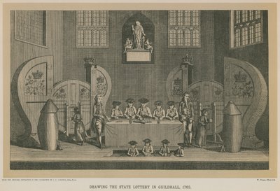 Estrazione della lotteria di stato a Guildhall, 1763 da English School