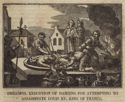 Terribile Esecuzione di Damiens per aver tentato di assassinare Luigi XV Re di Francia da English School