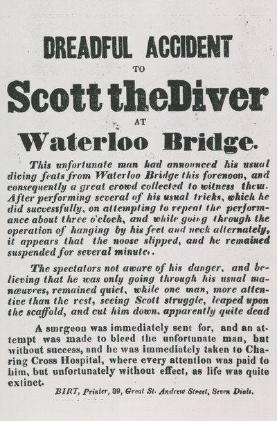 Terribile incidente di Scott il subacqueo al Waterloo Bridge da English School