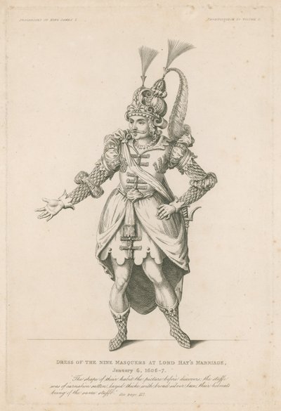 Abito di Nove Mascherati al Matrimonio di Lord Hay, 6 gennaio 1606-7 da English School