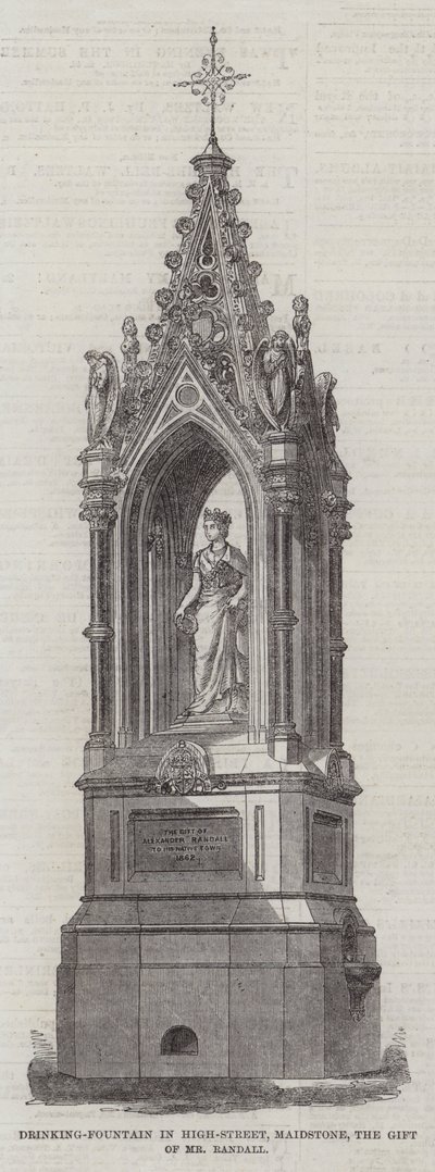 Fontana in High-Street, Maidstone, dono del Signor Randall (incisione) da English School