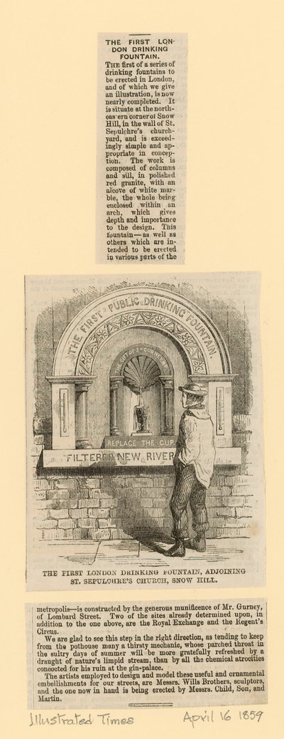 Fontana da bere, adiacente alla chiesa di St Sepulchres, Snow Hill da English School