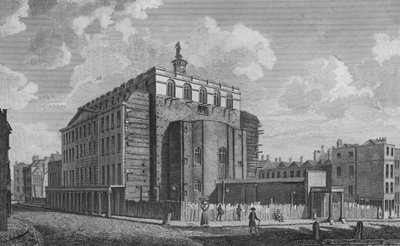 Teatro Drury Lane, Westminster, bruciato nel 1809 (incisione) da English School