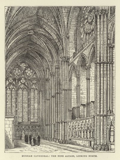 Cattedrale di Durham, i Nove Altari, guardando a nord da English School