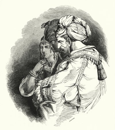 Orecchini e anelli da naso (incisione) da English School