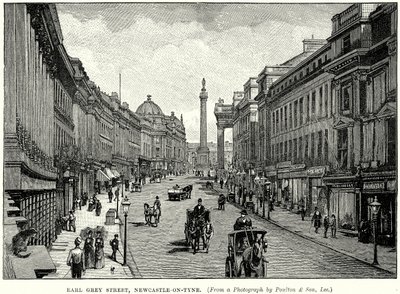 Earl Grey Street, Newcastle-on-Tyne (incisione) da English School