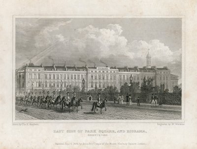 Lato est di Park Square, e Diorama, Regents Park da English School
