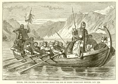 Edgar, il Pacifico, trasportato sul Dee da otto principi tributari, 959 d.C. da English School