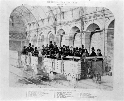 Stazione di Edgware Road durante il viaggio inaugurale della Metropolitan Railway, 24 maggio 1862 da English School