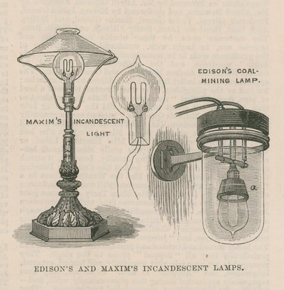 Lampade a incandescenza di Edison e Maxim da English School