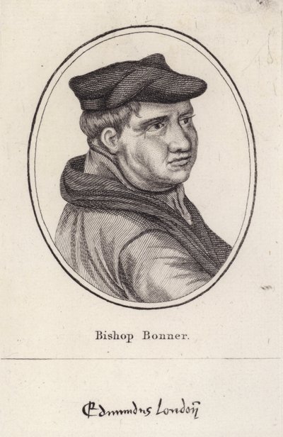 Edmund Bonner, ecclesiastico inglese e vescovo di Londra che perseguitò i protestanti durante il regno di Maria I (incisione) da English School