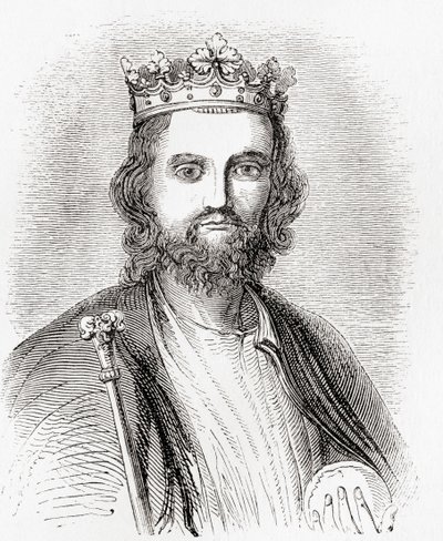 Edoardo II, alias Edoardo di Caernarfon, da Old England: A Pictorial Museum, pubblicato nel 1847 da English School