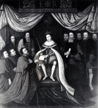 Edoardo VI (1537-53) Concede la Carta agli Ospedali di Bridewell e Bethlehem nel 1553 da English School