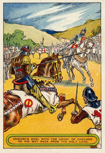 Il duello di Edward con il conte di Chalons al ritorno dalla Terra Santa da English School
