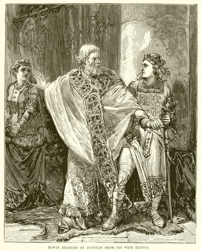 Edwin Trascinato da Dunstan dalla Moglie Elgiva da English School