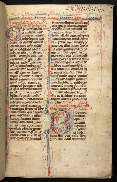 Egerton 3142, f.1r, Testo con iniziale illuminata, 
