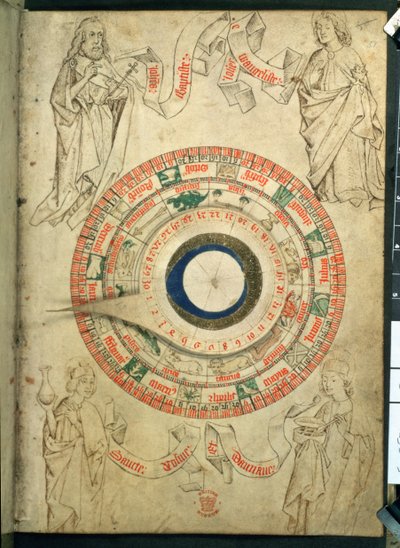 Egerton Ms 2575 fol.51 Il volvelle del Barbiere-Chirurgo, fine XV secolo da English School