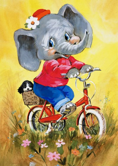 Elefante su una bicicletta da English School
