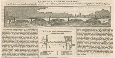 Elevazione e piano del nuovo London Bridge da English School