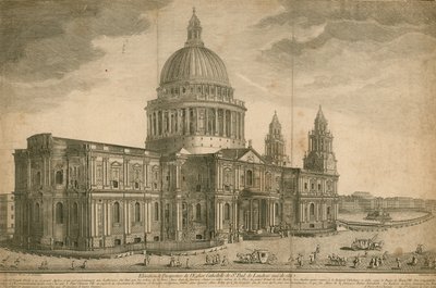 Elevazione e prospettiva della Cattedrale di St Paul, Londra da English School