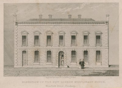 Elevazione della nuova casa missionaria di Londra, Blomfield Street, Finsbury da English School
