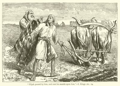 "Elia passò vicino a lui e gli gettò il mantello addosso", I, Re, xix da English School