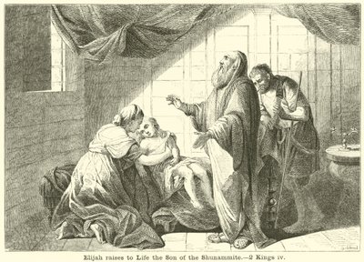 Elia resuscita il figlio della Sunamita, 2 Re, iv da English School