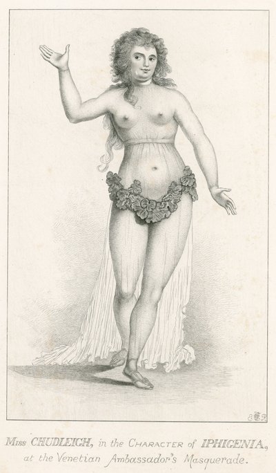 Elizabeth Chudleigh, nel ruolo di Ifigenia al ballo in maschera degli ambasciatori veneziani, Ranelagh, Londra da English School