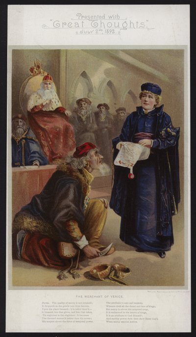 Ellen Terry come Portia in Il Mercante di Venezia da English School