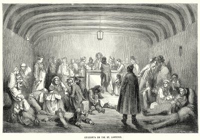 Emigranti sul San Lorenzo (incisione) da English School