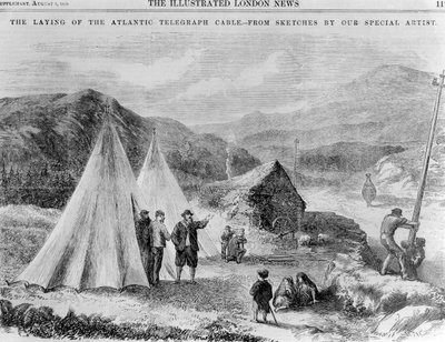 Accampamento degli operai della compagnia telegrafica sulla strada tra Killarney e Valencia da English School
