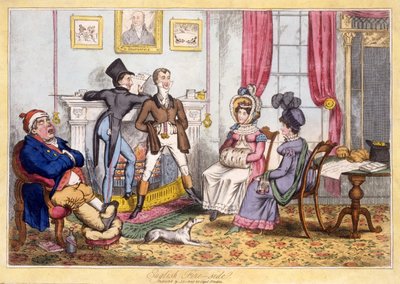 Focolare inglese, pub. J. lePetit, Dublino, c.1820 da English School