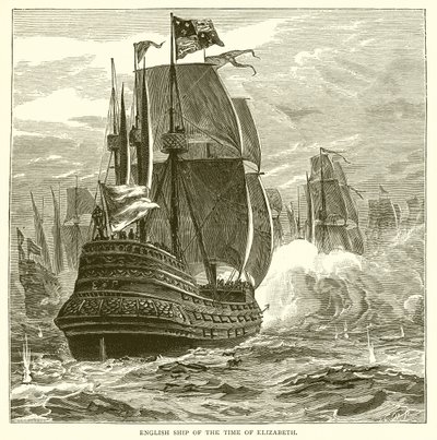 Nave inglese del tempo di Elisabetta da English School
