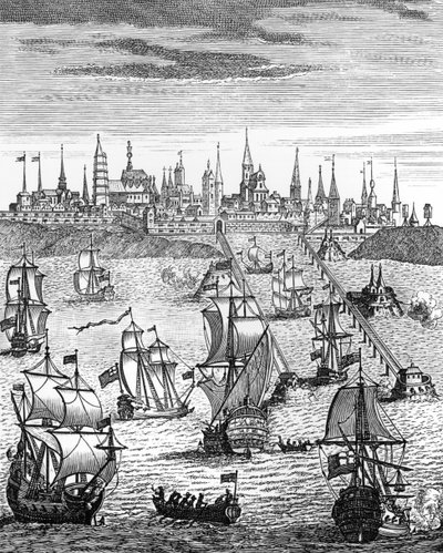 Squadrone inglese che trasporta truppe per prendere possesso di Dunkerque, da 