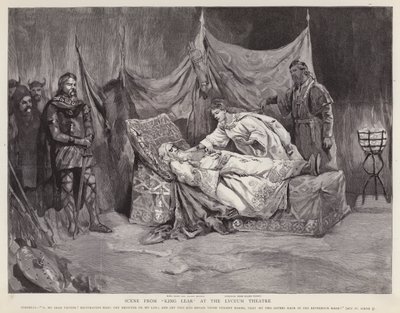 Attori inglesi Henry Irving ed Ellen Terry in una produzione del Re Lear di Shakespeare al Lyceum Theatre, Londra da English School