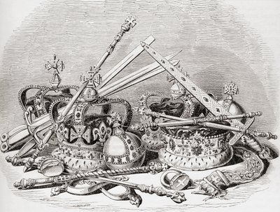 Regalia inglese, da Old England: A Pictorial Museum, pub. 1847 da English School